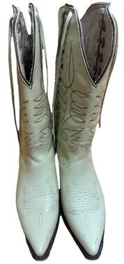 EL POTRO Women’s Western Leather Pointed Toe Ivory Boots Size Mexico 25/US 8